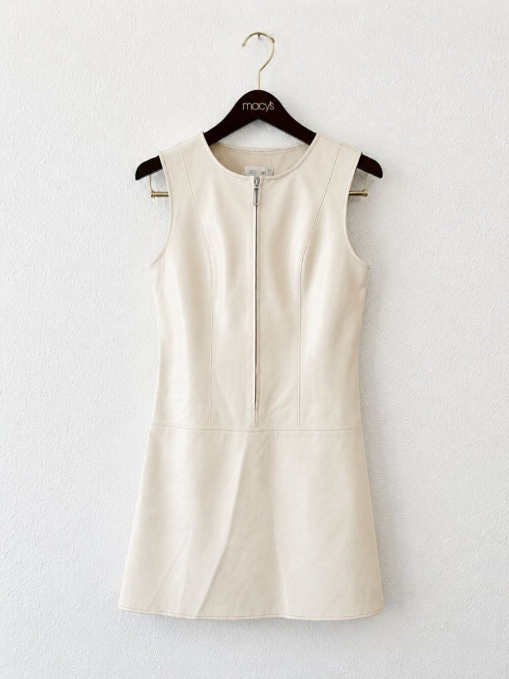 Authentic Vintage 1960s Women's Iconic White Genuine Leather Mini Mod Dress Size